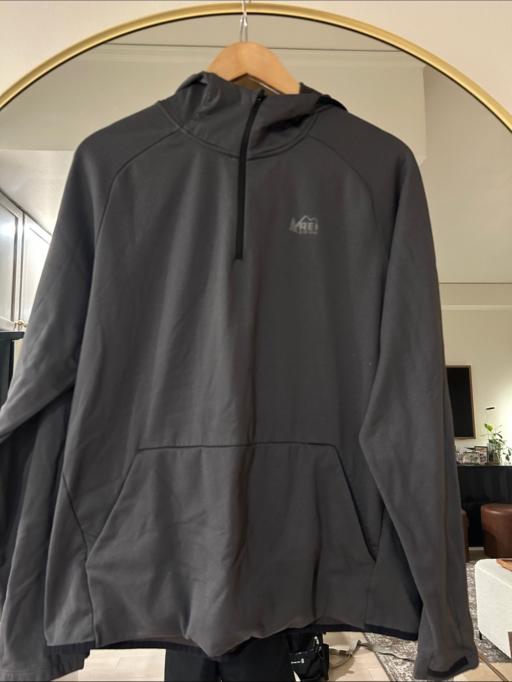 REI Black Half-Zip Hooded Pullover
